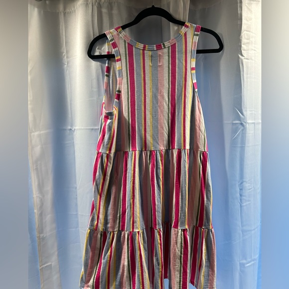 Gap, lightweight, tiered, sleeveless summer dress, multicolored striped - Picture 2 of 3